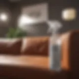 Disinfectant spray on couch