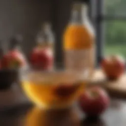Organic apple cider vinegar in a glass bowl