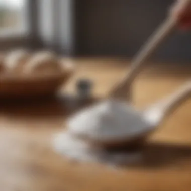 Baking soda in a wooden spoon