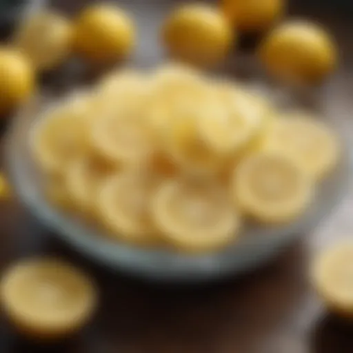 Organic lemon slices in a bowl