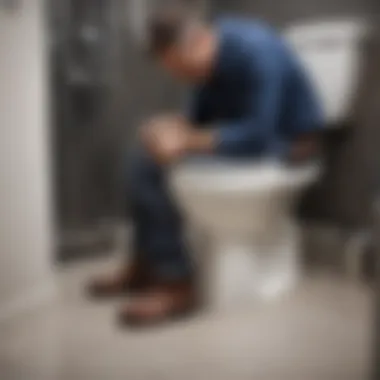 Professional plumber fixing a clogged toilet