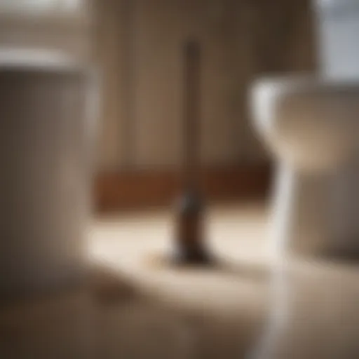 A plunger in action, effectively tackling a toilet blockage