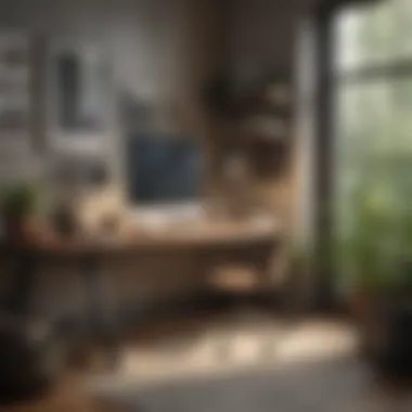 Focus-Enhancing Workspace A tranquil workspace that fosters focus and concentration.