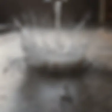 Boiling water dissolving debris in drain