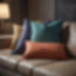 Colorful throw pillows on a stylish sofa