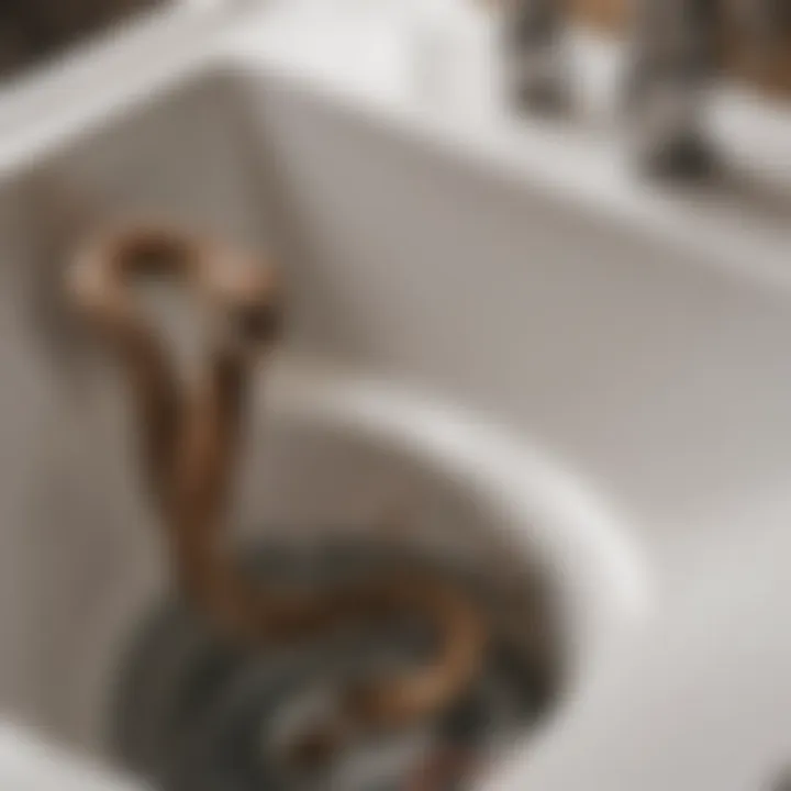 Using a plumber's snake to clear a clogged sink drain