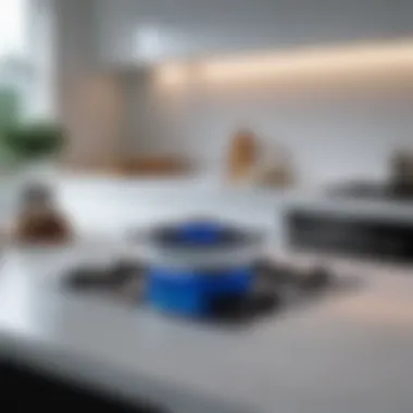 White glass cooktop with blue LED lighting