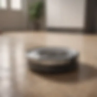 Close-up of a modern robotic vacuum in action