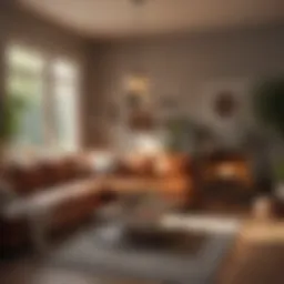 Cozy living room setup with warm lighting