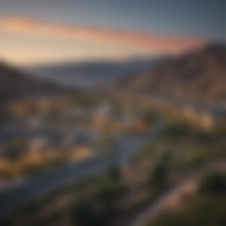 Scenic view of Porter Ranch showcasing modern apartments and lush surroundings
