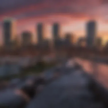 Boston Skyline at Sunset A picturesque view of Boston's skyline during sunset