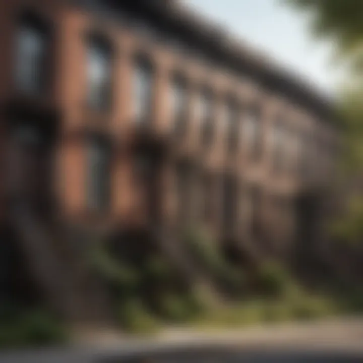 Community gathering in front of a brownstone illustrating cultural significance