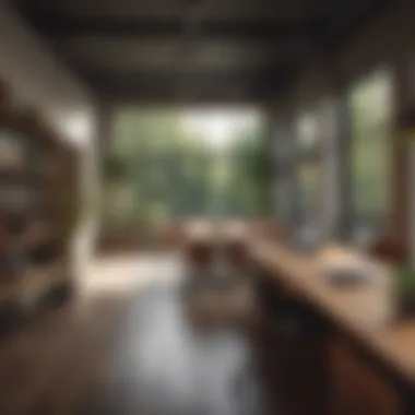 Contemporary Co-Living Workspace Modern communal workspace with natural lighting and sleek design