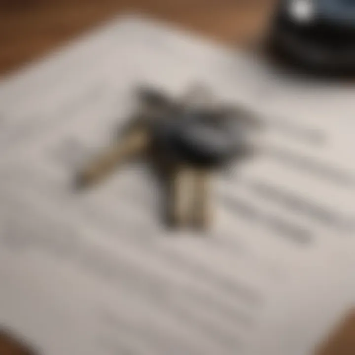 Lease agreement document with pen and keys