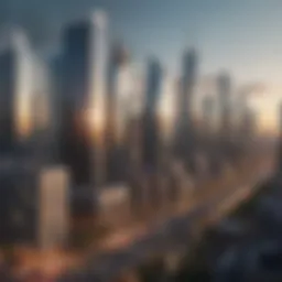 Skyline of a rapidly expanding city showcasing modern architecture