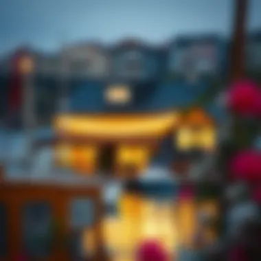 A floating home community with boats docked nearby