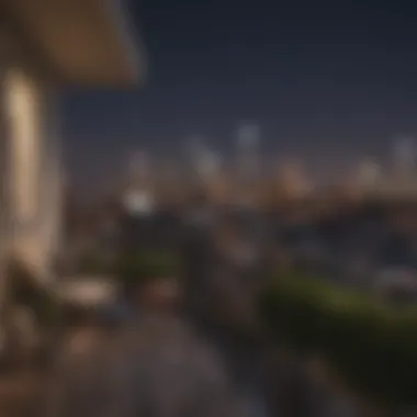 Stunning skyline view from a four-bedroom apartment balcony in Boston