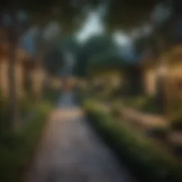 Lush garden pathways within Garden Park Apartments