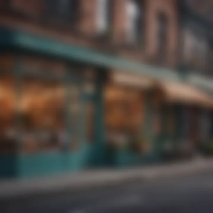 A vibrant street with local shops and cafes