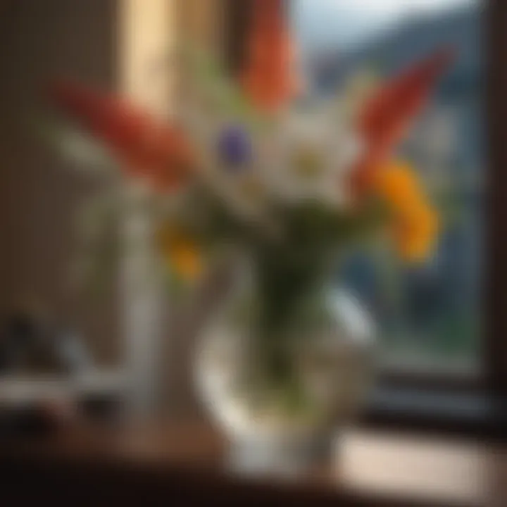 Artistic Glass Vase with Flowers