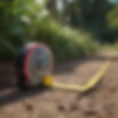 Measuring Tape on Property Perimeter Measuring tape around property perimeter