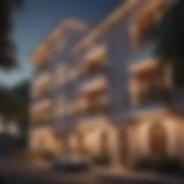 Elegant exterior of Las Flores Apartments showcasing architectural beauty
