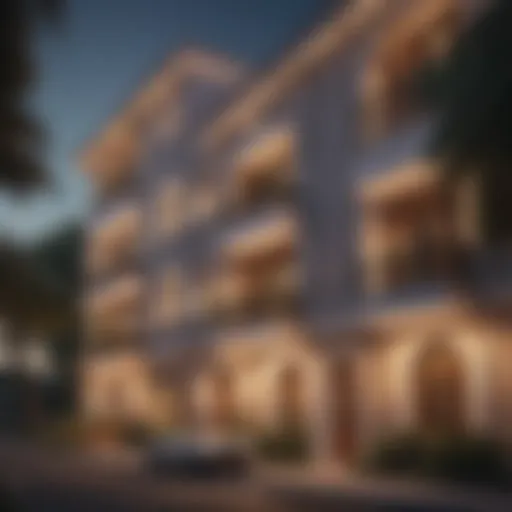 Elegant exterior of Las Flores Apartments showcasing architectural beauty