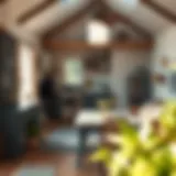 Cozy cottage interior with rustic decor