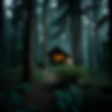 Tranquil forest setting surrounding a cottage
