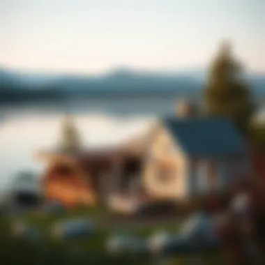 Scenic view of a serene lakeside cottage