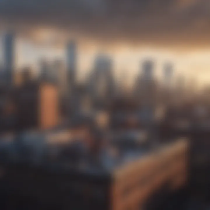 Rooftop view of New York City skyline from a charming old apartment building