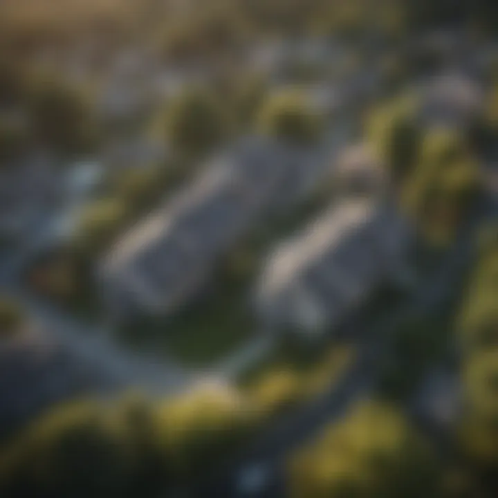 Aerial view of a tranquil neighborhood