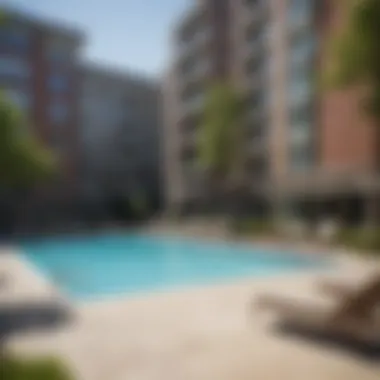 Amenities available at Park Triangle Apartments including fitness center and pool