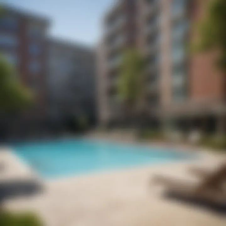 Amenities available at Park Triangle Apartments including fitness center and pool