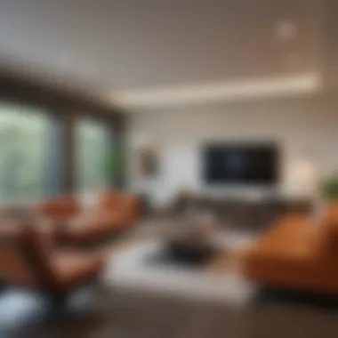 Modern living room interior of an Austin rental property