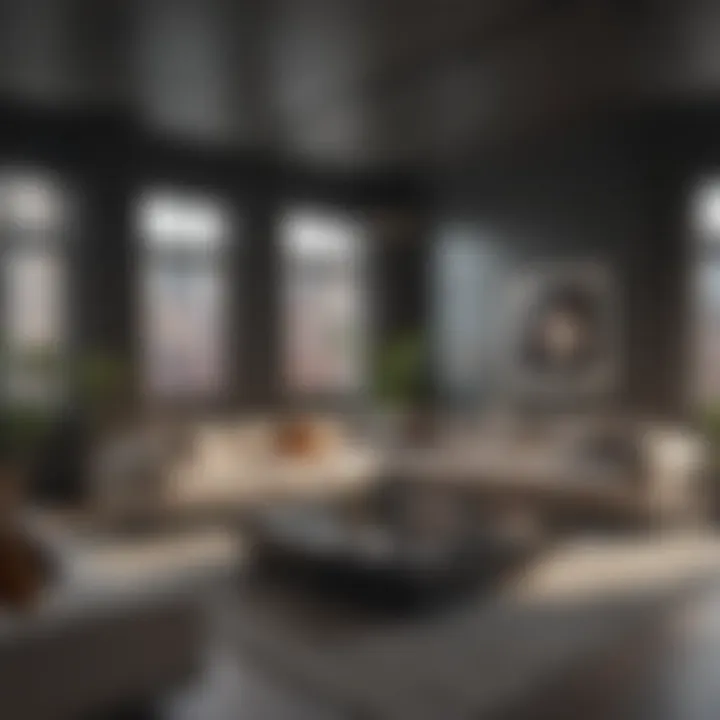 Modern apartment interior showcasing a stylish living room