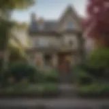 A scenic view of a vibrant Portland neighborhood showcasing unique architecture