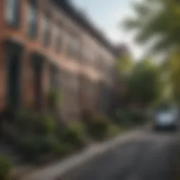 Charming residential street in South Philadelphia showcasing row houses
