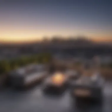 Rooftop terrace overlooking Los Angeles skyline