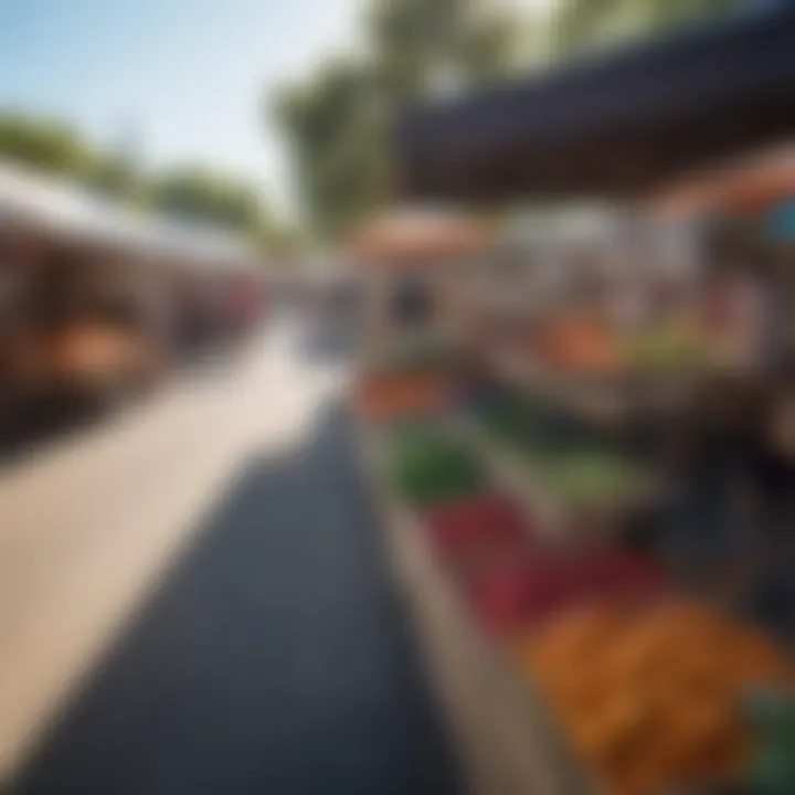 A bustling farmer's market filled with local produce and community engagement