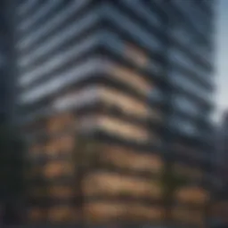 A stunning view of a high-rise apartment building in Manhattan showcasing modern architecture.