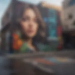 A vibrant street mural representing Portland's arts scene
