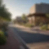 A picturesque view of a vibrant Phoenix neighborhood showcasing modern architecture and green spaces.
