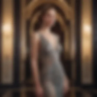 Fashion model adorned in a glamorous Art Deco-inspired gown