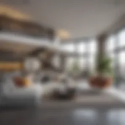 Stylish two-floor apartment interior showcasing modern design elements