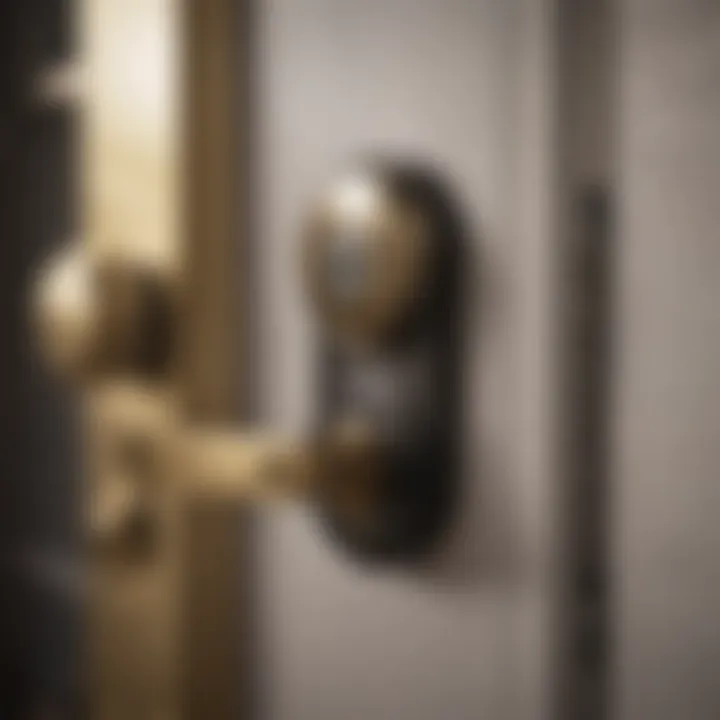 Key turning in a secure lock on a stylish apartment door