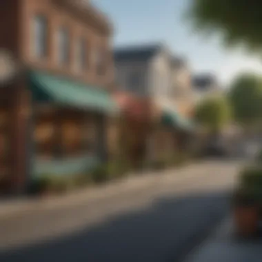 A charming downtown area of a Seattle suburb, filled with shops, cafes, and community life.