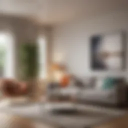 Cozy three bedroom apartment living room with modern decor