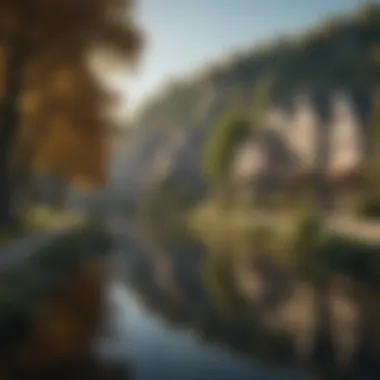 Scenic Town Surrounded by Nature Scenic view of a town surrounded by nature