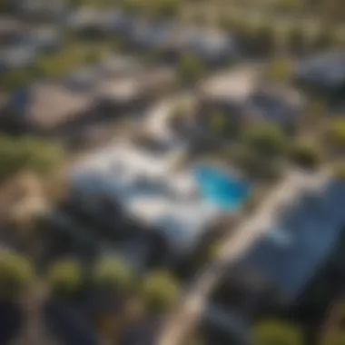 Aerial view of a vibrant Arizona neighborhood showcasing modern homes and landscaping